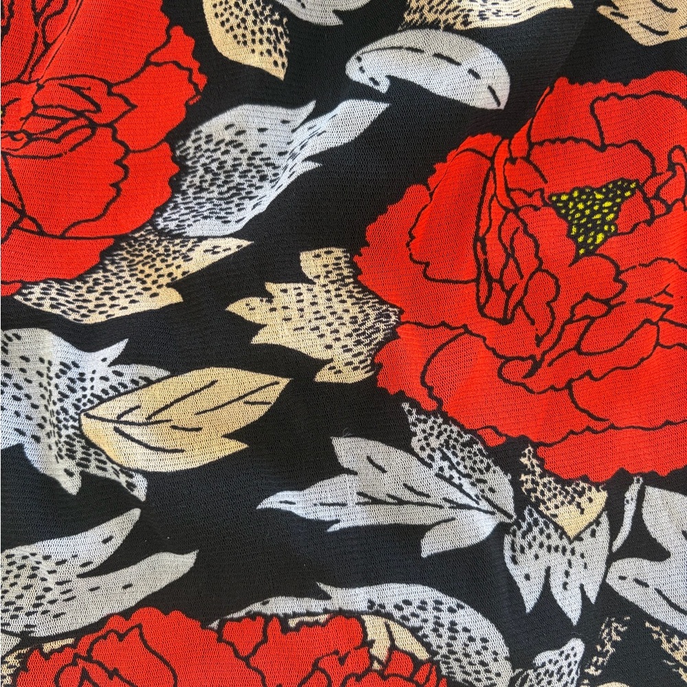 Diane Von Furstenberg Red Floral One-Shoulder Dress - Picture 3 of 4